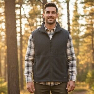 Sierra Experience Vest Mens Sz XL Gray Full Zip Fleece Casual Outdoor Minimalist